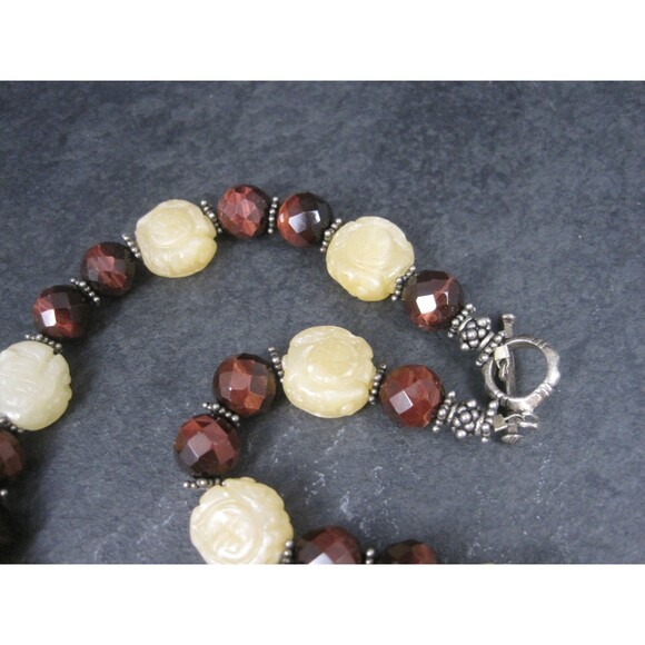Vintage Sterling Red Tigers Eye Quartz Oriental Necklace - Picture 5 of 8